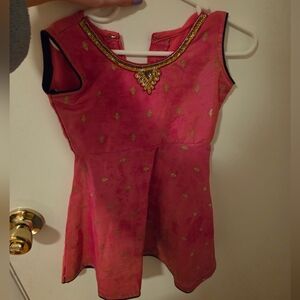 Pink Sleeveless Dress with Gold Accents